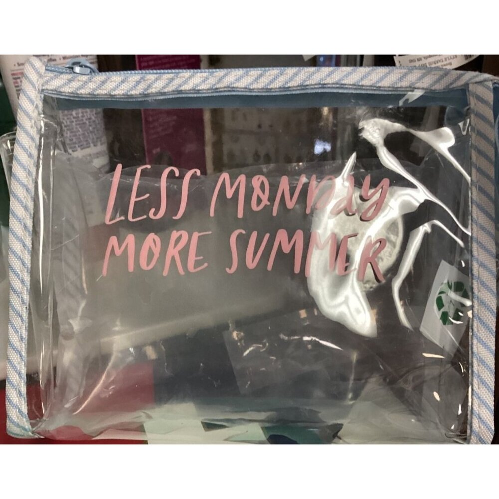 Less Monday More Summer Striped Clear Zipper Pouch